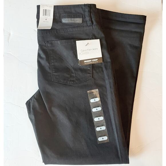 NEW Calvin Klein Black Power Stretch Skinny Crop Pants Size 6 - Picture 1 of 10